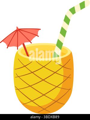 Une illustration vectorielle plate de cocktail d'ananas coloré. Illustration de Vecteur