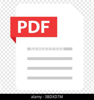 Icône de note de document PDF en style plat. Illustration vectorielle de feuille de papier sur fond isolé. Concept commercial de document de bloc-notes PDF Illustration de Vecteur