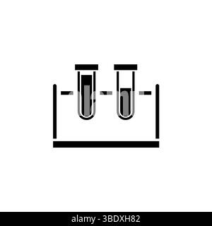 Flacons de rack pour tubes à essai chimiques, icône de vecteur plat solide d'équipement de laboratoire isolé sur fond blanc. Illustration de Vecteur