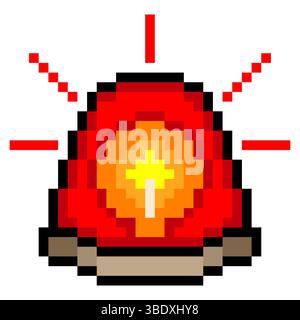 Sirène d'urgence dans le style pixel art. Illustration de Vecteur
