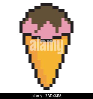 Crème glacée avec pixel art. Illustration de Vecteur