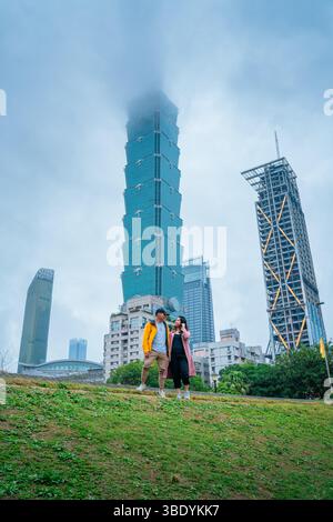 Meilleure vue de Taipei 101 – perspective diurne emblématique à Taipei, Taiwan Banque D'Images