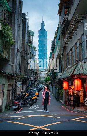 Meilleure vue de Taipei 101 – perspective diurne emblématique à Taipei, Taiwan Banque D'Images