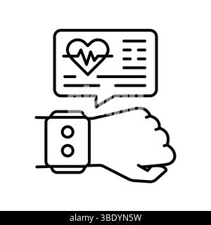 icône de ligne noire de tracker de fitness pour les projets numériques et imprimés. Icônes nettes minimales pour les applications et les sites Web. Icônes simples modernes pour UI UX et brandin Illustration de Vecteur