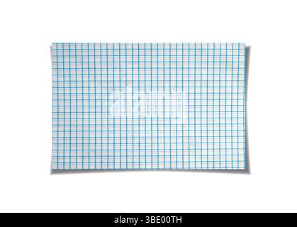 Une page de copybook vérifiée avec des ombres. Une page vierge de bloc-notes avec une grille bleue. Une page pour écrire avec des lignes bleues. Illustration de Vecteur
