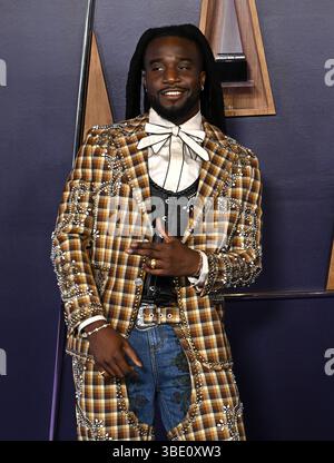 Las Vegas, États-Unis. 26 mai 2025. Shaboozey arrive aux American Music Awards 2025 qui se tiennent au Fontainebleau Las Vegas le 26 mai 2025 à Las Vegas, Nevada. © Starbuck/ Credit : AFF/Alamy Live News Banque D'Images