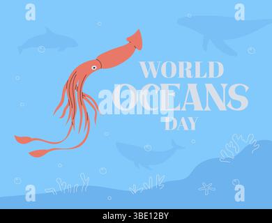 Affiche de la journée mondiale des océans Illustration de Vecteur
