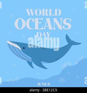 Affiche de la journée mondiale des océans Illustration de Vecteur