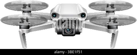 Illustration vectorielle détaillée d'un drone moderne avec quatre rotors, présentant un design élégant et une technologie de pointe dans un style réaliste Illustration de Vecteur