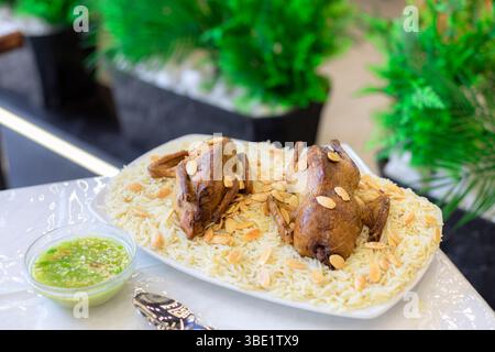 Plat de squab de style égyptien, cuisine arabe égyptienne orientale Banque D'Images