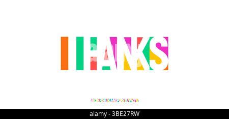 Découpe géométrique grâce à des lettres aux couleurs modernes audacieuses. Police Blocky sans serif remplie d'une palette arc-en-ciel vibrante pour l'emballage, les affiches, les réseaux sociaux Illustration de Vecteur