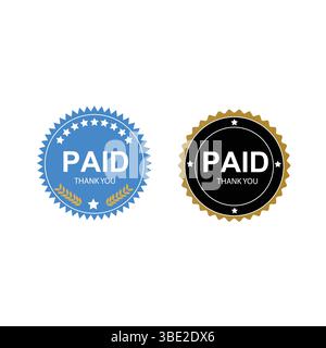 DEUX timbres payants BLEUS ET NOIRS. Timbre en caoutchouc grunge payé, illustration vectorielle payée en plein symbole vectoriel arrondi sur fond blanc Illustration de Vecteur