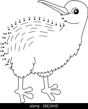 Point à point Kiwi animal australien isolé Illustration de Vecteur