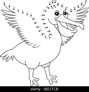 Un joli et drôle Connect-the-Dots Dot Pelican Australian animal coloriage page. Illustration de Vecteur