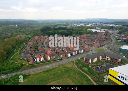 Construction de nouveaux logements à Silverwoods Way, Foley Park, Kidderminster, Worcestershire avril 2025 Banque D'Images