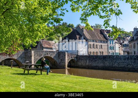 France, Creuse, Chambon sur Voueize, pont médiéval Banque D'Images