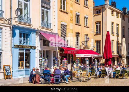 France, Rhône, Lyon, Vieux Lyon, site historique classé au patrimoine mondial de l'UNESCO, quartier Saint-Jean, place Saint-Jean Banque D'Images