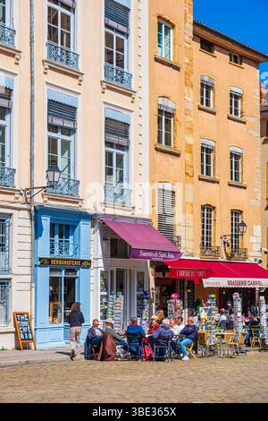 France, Rhône, Lyon, Vieux Lyon, site historique classé au patrimoine mondial de l'UNESCO, quartier Saint-Jean, place Saint-Jean Banque D'Images