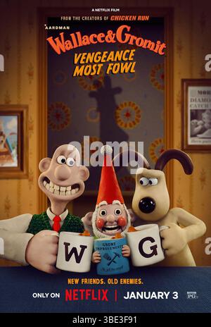 Wallace & Gromit : Vengeance Most Fowl année : 2024 UK Director : Merlin Crossingham, Nick Park animation affiche américaine Banque D'Images