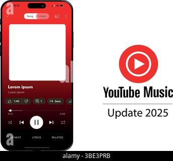 modèle d'interface musicale youtube. écouter sur youtube music badge. interface utilisateur des services de diffusion de musique en continu. Illustration de Vecteur