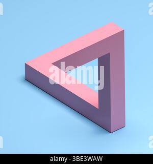 Optical Illusion or paradox called "The Penrose triangle" or Penrose tribar. The impossible tribar is a triangular impossible object, an optical illus Banque D'Images