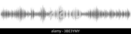 Ondes sonores en demi-teintes noires circulant sur un fond blanc. Parfait pour la musique, les podcasts, les dictaphones, les messages vocaux et les conceptions de médias sociaux. Illustration de Vecteur