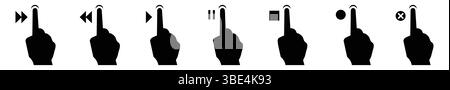 Les gestes de l'écran tactile guident les icônes de main pour la conception d'applications Illustration de Vecteur
