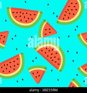 Un motif de pastèque sans couture vibrant et juteux dans un style estival joyeux. Illustration de Vecteur