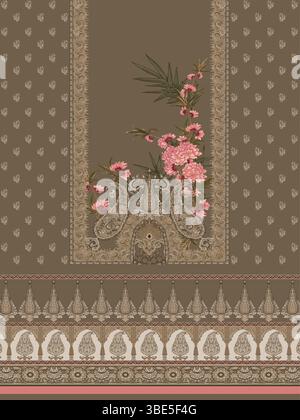 Élégant motif textile fleuri et cachemire pour robe ou tissu Illustration de Vecteur