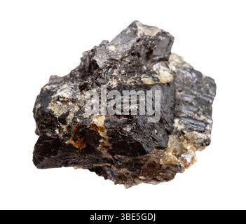 gros plan de l'échantillon de pierre naturelle de la collection géologique - minéral wolframite non poli isolé sur fond blanc Banque D'Images