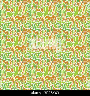 Motif abstrait sans couture avec des formes organiques vertes et oranges Illustration de Vecteur