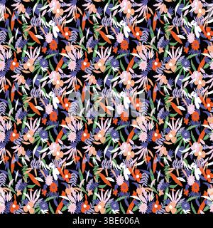 Motif fleuri tropical vibrant motif sans couture pour un imprimé textile Illustration de Vecteur