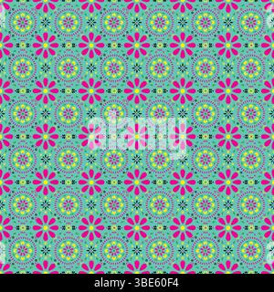 Motif floral vert et magenta Seafoam Design textile sans couture répété Illustration de Vecteur