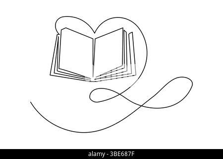 Illustration vectorielle de contour de livre et trait modifiable, éducation, idée, dessin à ligne unique de concept d'école Illustration de Vecteur