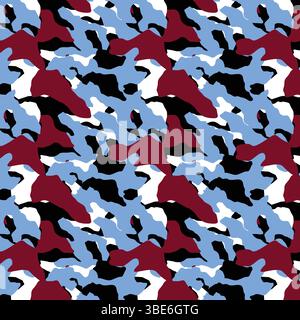 Motif de camouflage bleu marron blanc noir abstrait motif textile sans couture répétée Illustration de Vecteur