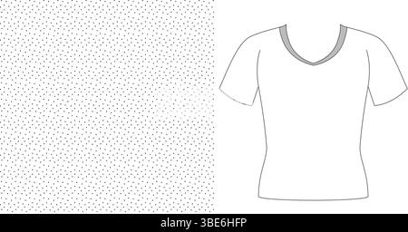 T-shirt à col en V simple avec illustration texturée tachetée Illustration de Vecteur