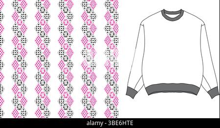 Motif géométrique rose et noir pour un sweat à col ras du cou Illustration de Vecteur