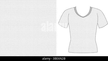 Petit motif à pois pour illustration de maquette de t-shirt col en V. Illustration de Vecteur