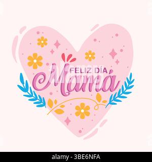 Salut maman coeur rose. Vecteur Illustration de Vecteur