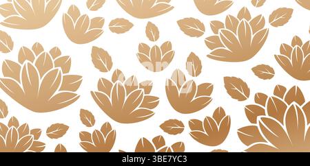 Motif floral avec des fleurs et des feuilles de couleurs dorées arrière-plans blancs isolés pour des papiers peints texturés de luxe élégants, des arrière-plans et le remplissage de page Illustration de Vecteur
