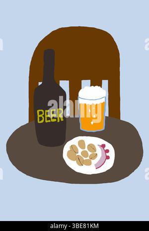 Bière et snacks Banque D'Images