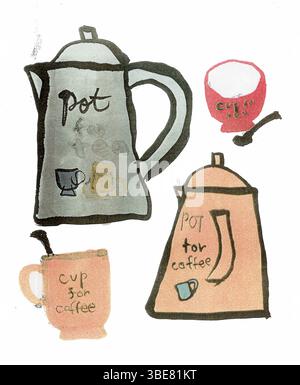 Pot et tasses Banque D'Images