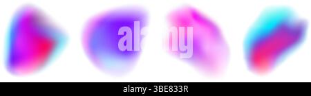 Formes abstraites colorées mélangeant la peinture fluide. Formes holographiques au néon doux tendance y2k. Aura dégradée, vif caméléon irisé tache. Effet aurore Illustration de Vecteur