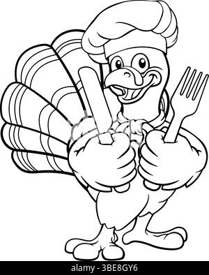 Turquie Thanksgiving Cartoon Bird Christmas Mascot Illustration de Vecteur