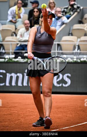 Sofia Kenin des États-Unis lors de la troisième journée du Roland-Garros 2025, Open de France, Grand Chelem tournoi de tennis le 27 mai 2025 au stade Roland-Garros à Paris, France Banque D'Images