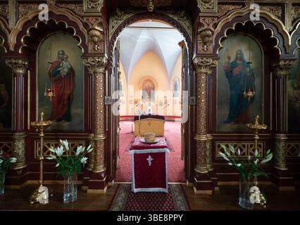 Cathédrale de Theotokos, église orthodoxe de style byzantin à Vilnius, Lituanie Banque D'Images