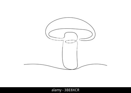 Champignons dessin et art par une icône vectorielle isolée de ligne continue Illustration de Vecteur