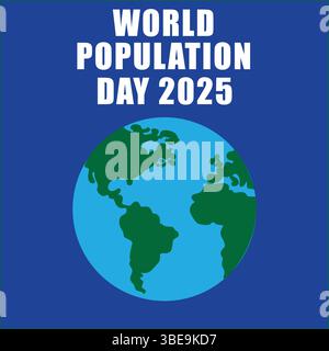 Modèle de conception vectorielle de la Journée mondiale de la population 2025 pour affiches, bannières et cartes. Fond mondial dynamique, parfait pour sensibiliser. Illustration de Vecteur