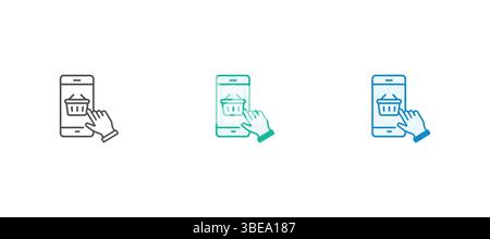 Icône de vecteur de sélection d'articles d'achat en ligne. Sélectionnez le produit, cliquez, contrôle d'inventaire, sélection, icône de présentation du produit. Illustration de Vecteur