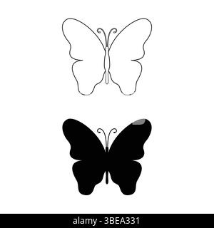 Contour de papillon minimal et conception de silhouette – Art d'insecte simple et élégant Illustration de Vecteur